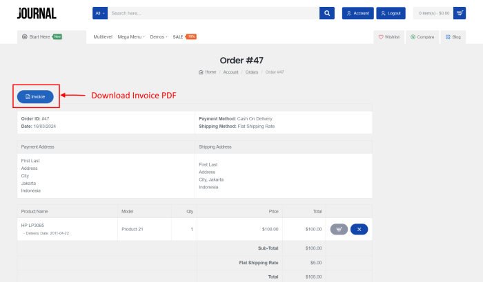 PDF Invoice And Email Attachment Opencart