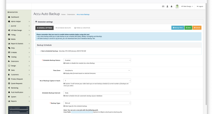 Auto Backup with Cron Job OpenCart Auto Backup with Cron Job OpenCart