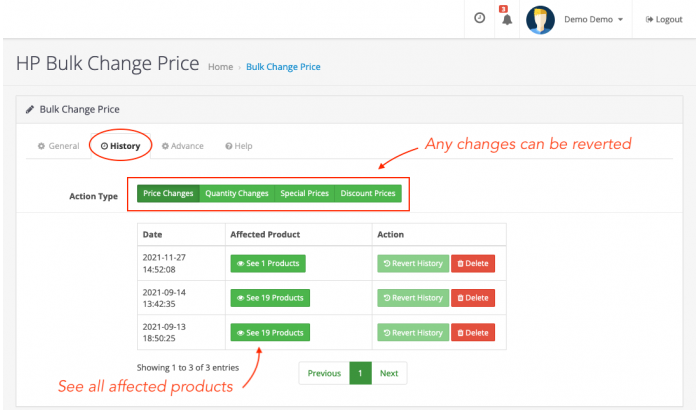Bulk Change Price, Quantity. Specials and Discounts Opencart