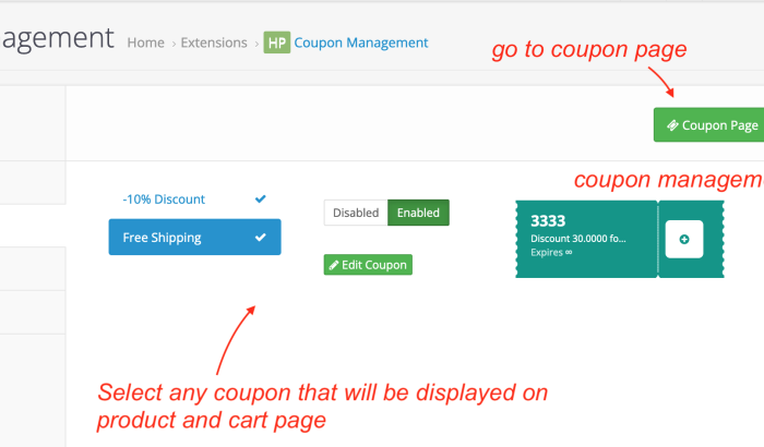 Coupon Management PRO OpenCart