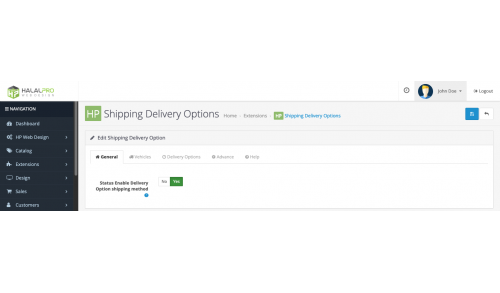 HP Vehicle Delivery Options Shipping Method for OpenCart
