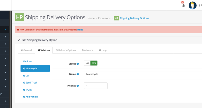 HP Vehicle Delivery Options Shipping Method for OpenCart HP Vehicle Delivery Options Shipping Method for OpenCart