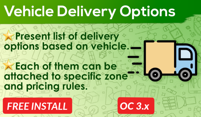 HP Vehicle Delivery Options Shipping Method for OpenCart