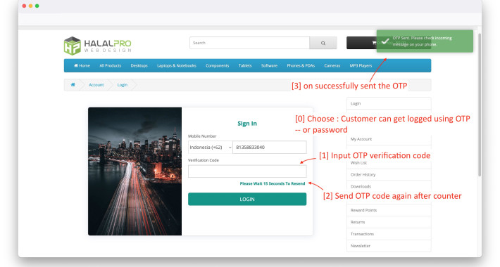 Phone Based Registration with SMS OTP OpenCart