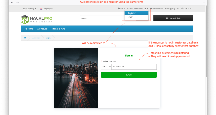 Phone Based Registration with SMS OTP OpenCart