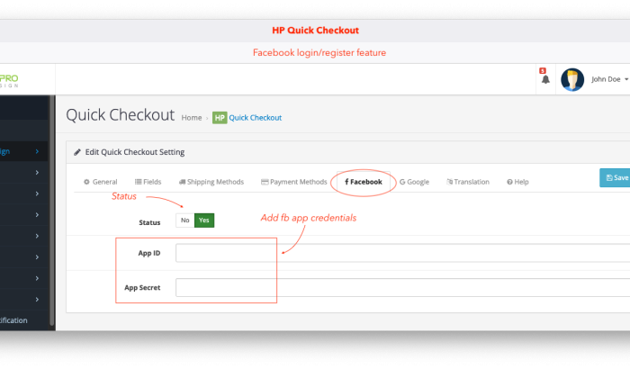 Quick Checkout with Social Login Register OpenCart
