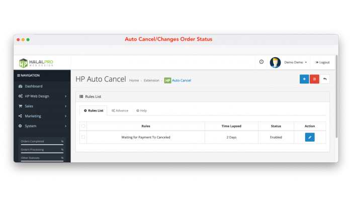 Auto Change / Auto Cancel Order Status OpenCart