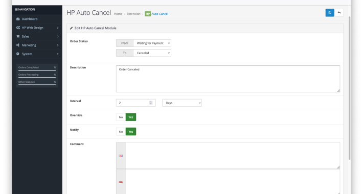 Auto Change / Auto Cancel Order Status OpenCart