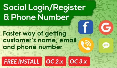 Social Media Login Register (Facebook, Google, Email, SMS OTP) OpenCart