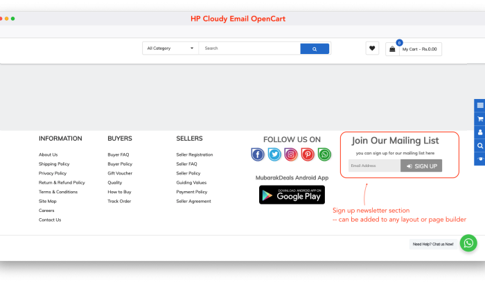 Cloudy Email Integration OpenCart