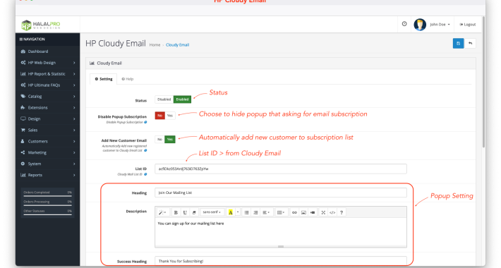 Cloudy Email Integration OpenCart Cloudy Email Integration OpenCart