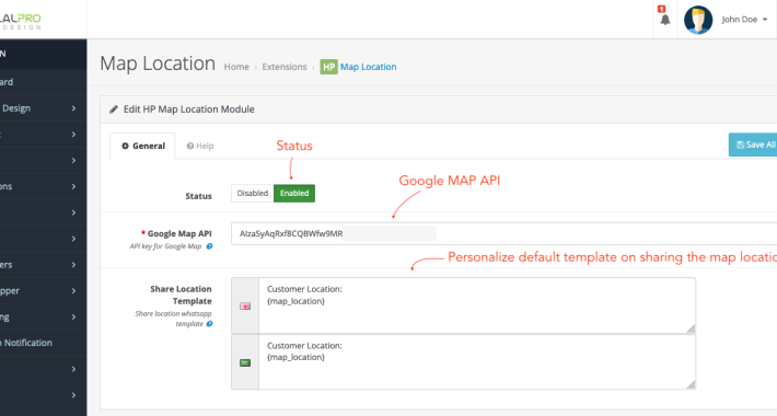 Customer Google Map Location for OpenCart Customer Google Map Location for OpenCart