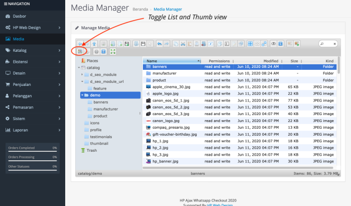 File Media Manager OpenCart