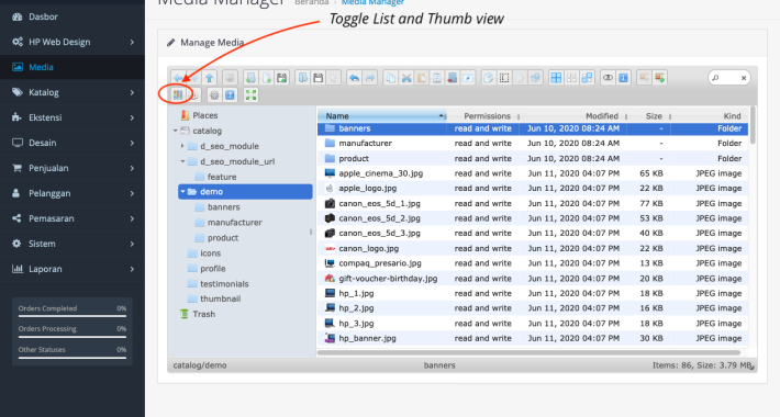 File Media Manager OpenCart