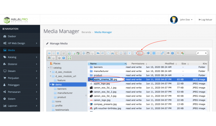 File Media Manager OpenCart