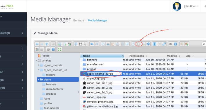 File Media Manager OpenCart