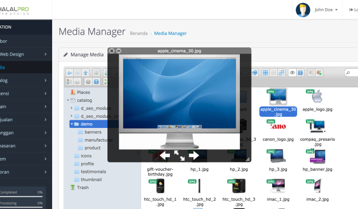 File Media Manager OpenCart