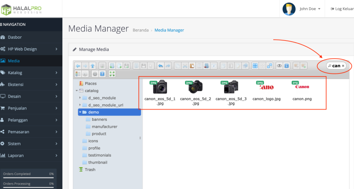 File Media Manager OpenCart