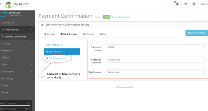 Payment Confirmation for Bank Transfer OpenCart