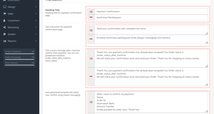 Payment Confirmation for Bank Transfer OpenCart