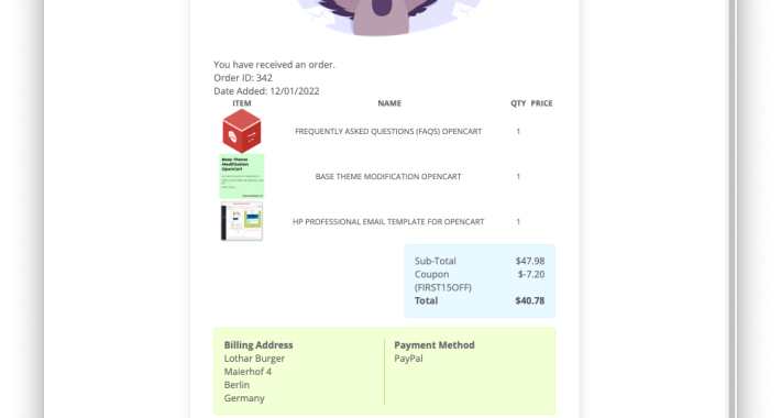HP PRO Email Template for OpenCart  HP PRO Email Template for OpenCart