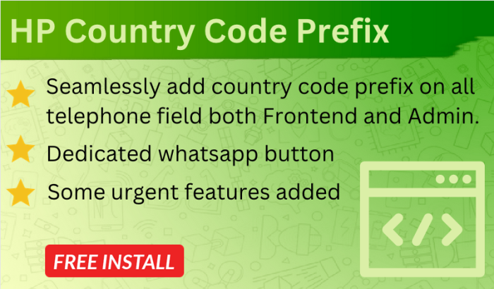 HP Country Code WIth Country Flag Selector OpenCart