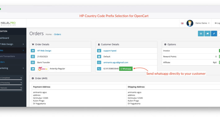 HP Country Code WIth Country Flag Selector OpenCart