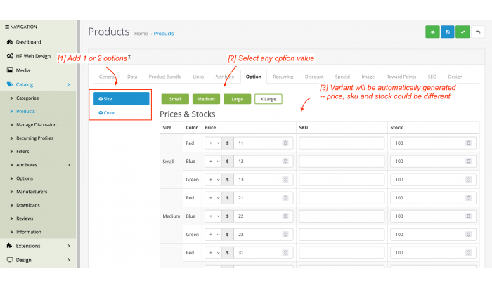 Chained Product Options OpenCart