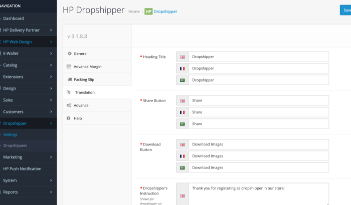 Dropshipper Registration and Management OpenCart