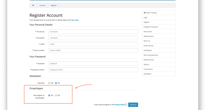 Dropshipper Registration and Management OpenCart Dropshipper Registration and Management OpenCart