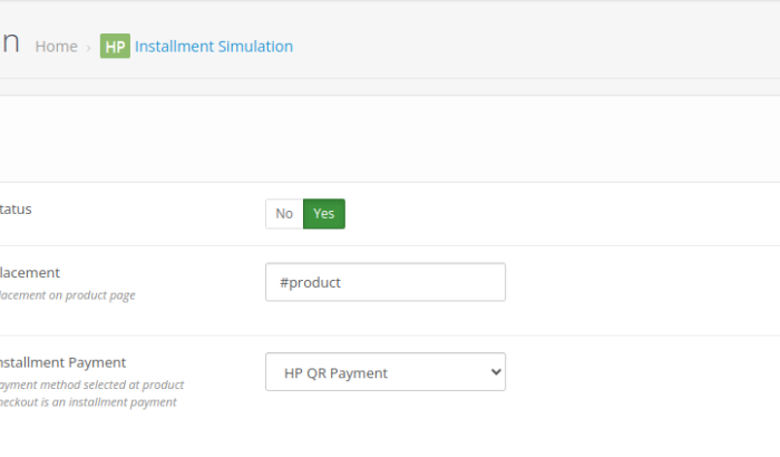 HP Bank Installment Simulation OpenCart