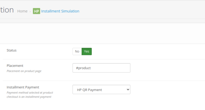 HP Bank Installment Simulation OpenCart