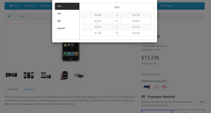 HP Bank Installment Simulation OpenCart