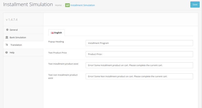 HP Bank Installment Simulation OpenCart