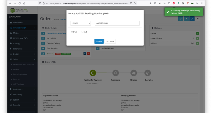 Shipment and Order Tracking Management for OpenCart