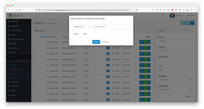 Shipment and Order Tracking Management for OpenCart
