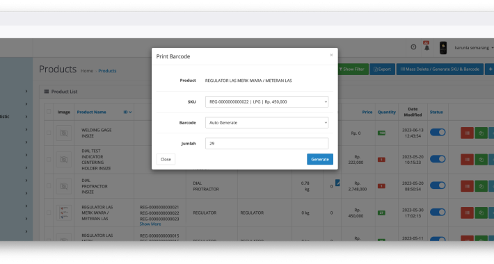 Product Barcode Generator OpenCart