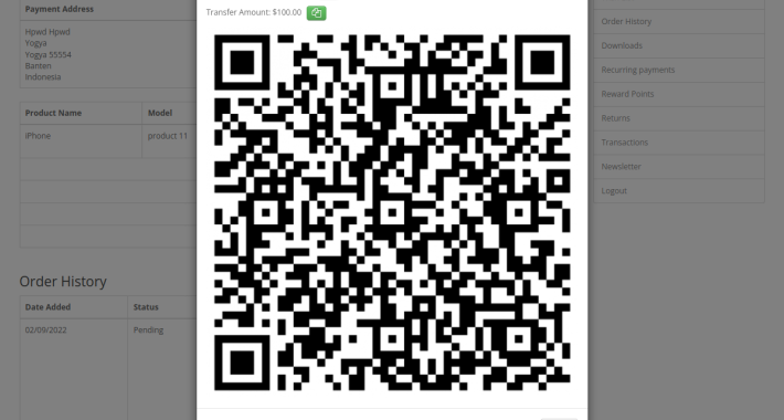 HP QR Payment and Crypto Transfer OpenCart