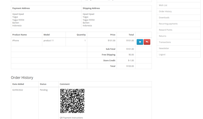 HP QR Payment and Crypto Transfer OpenCart