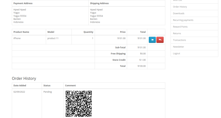 HP QR Payment and Crypto Transfer OpenCart
