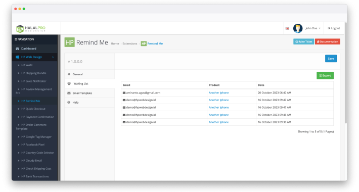 Remind/Notify when product available OpenCart
