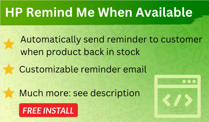 Remind/Notify when product available OpenCart