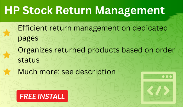 HP Stock Return Management OpenCart