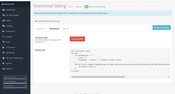 Testimonial Based Review Extension OpenCart