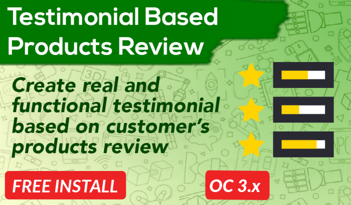 Testimonial Based Review Extension OpenCart