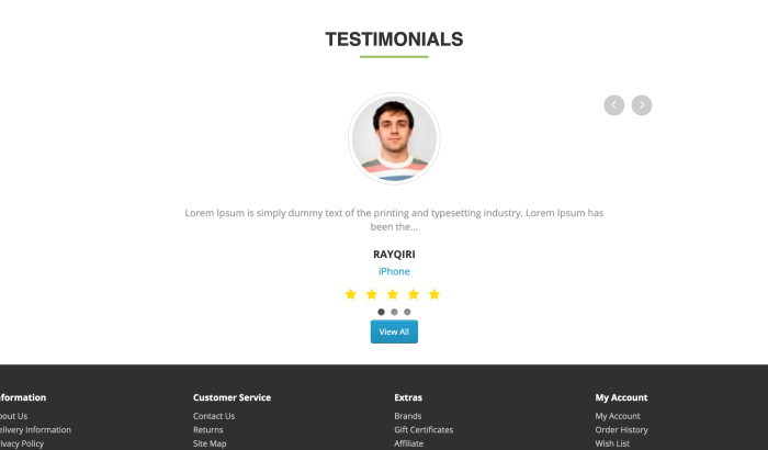 Testimonial Based Review Extension OpenCart