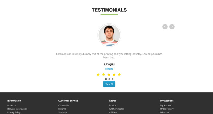 Testimonial Based Review Extension OpenCart