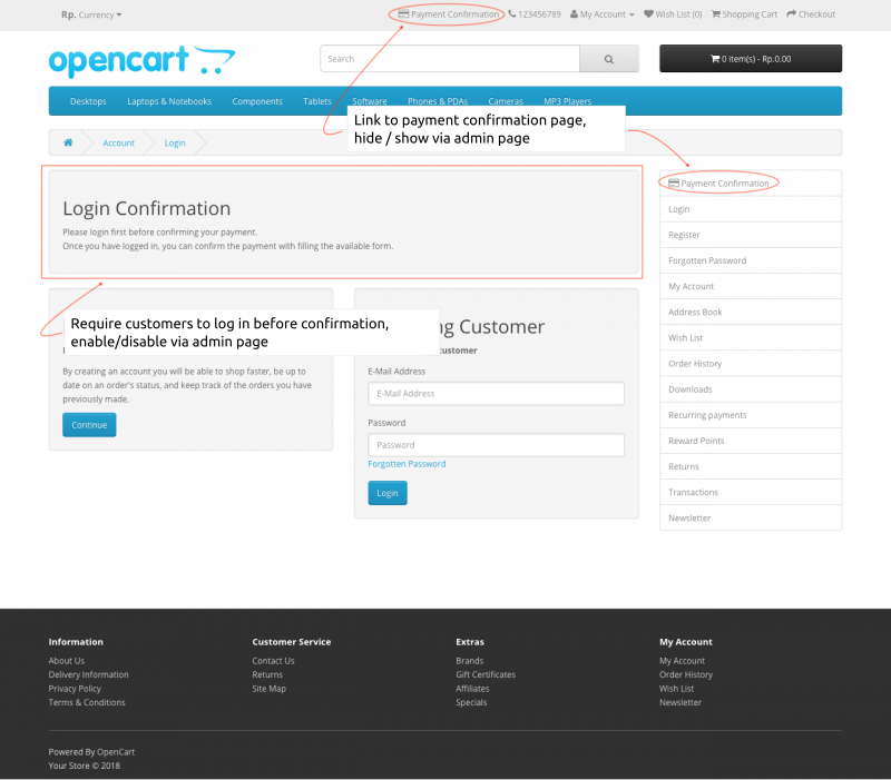 Checkout/Cart OPENCART. Payment confirmation. Payment confirmation Bank.